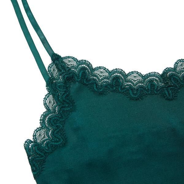 Soft Silk Camisole, Smoke Pine Lace / Hunter Green, alternate image number 2