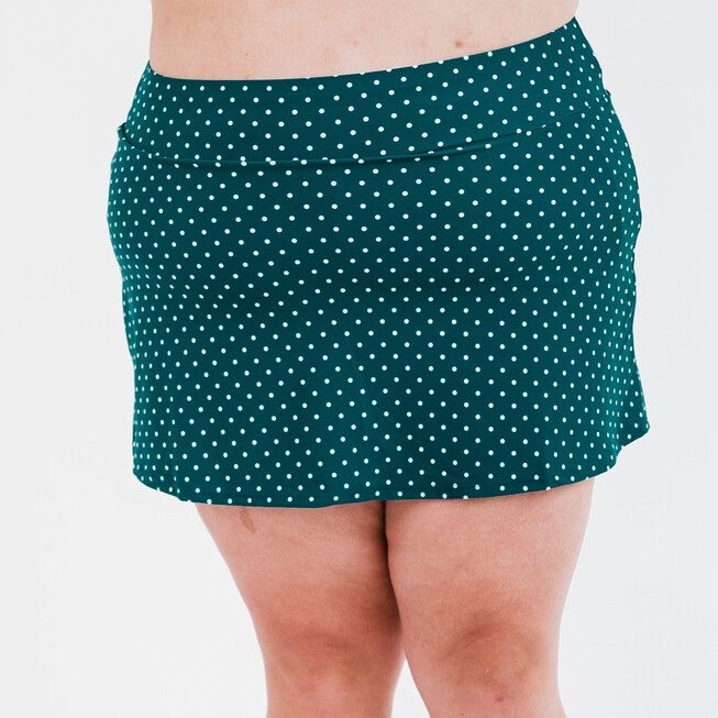 Short Swim Skort With Shorts, Dark Jade Small Dots / Forest Green, hi-res image number null