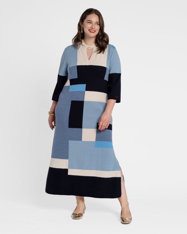 Classic Colorblock Maxi Dress Blue, Multi / Azure Blue, hi-res image number null