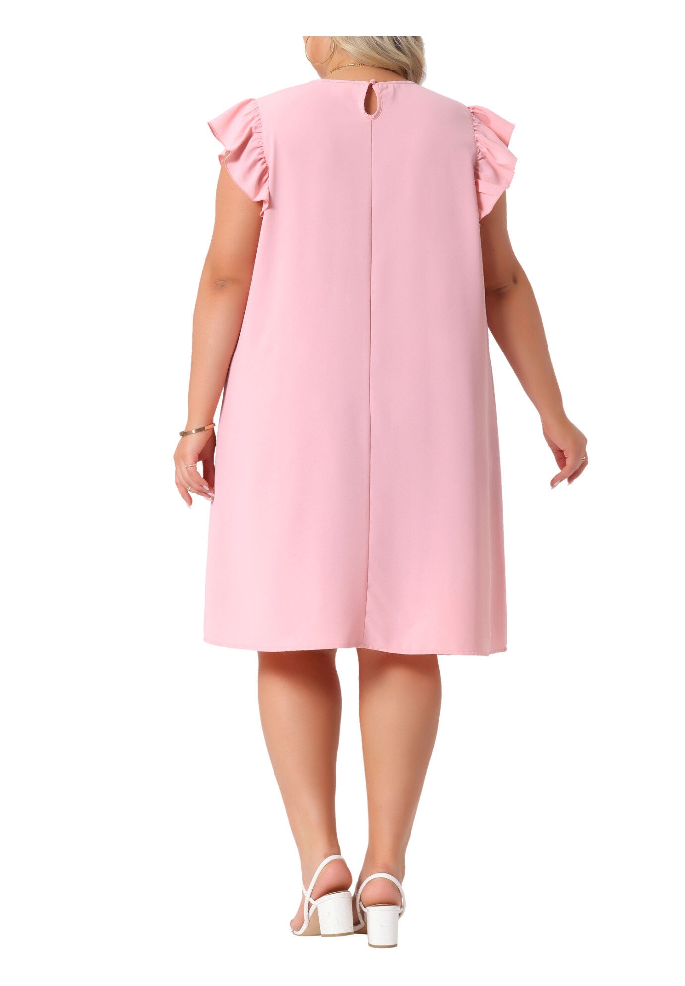 Summer Flare Sleeve Sleeveless Tank Loose Sundress, Pink / Pink, alternate image number 3