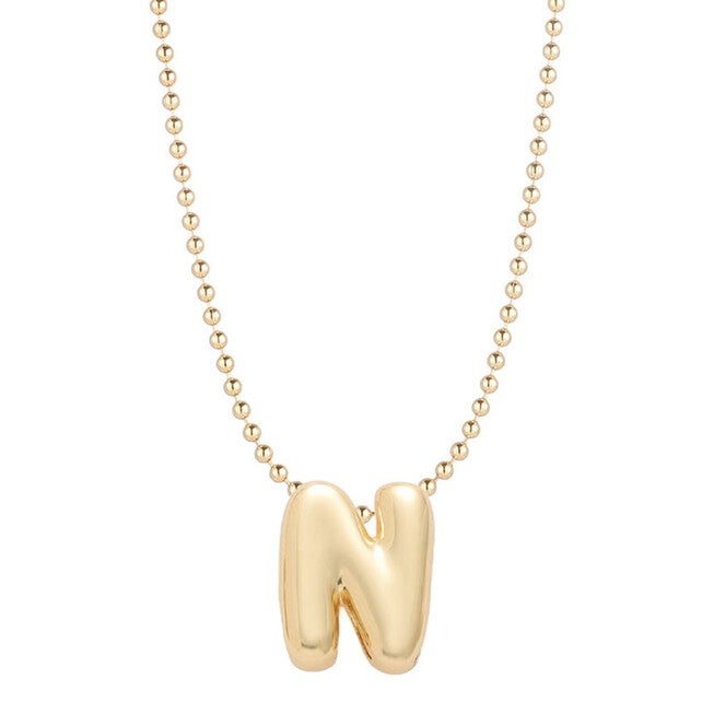 Mini Balloon Initial Necklace, Gold / Gold, hi-res image number null