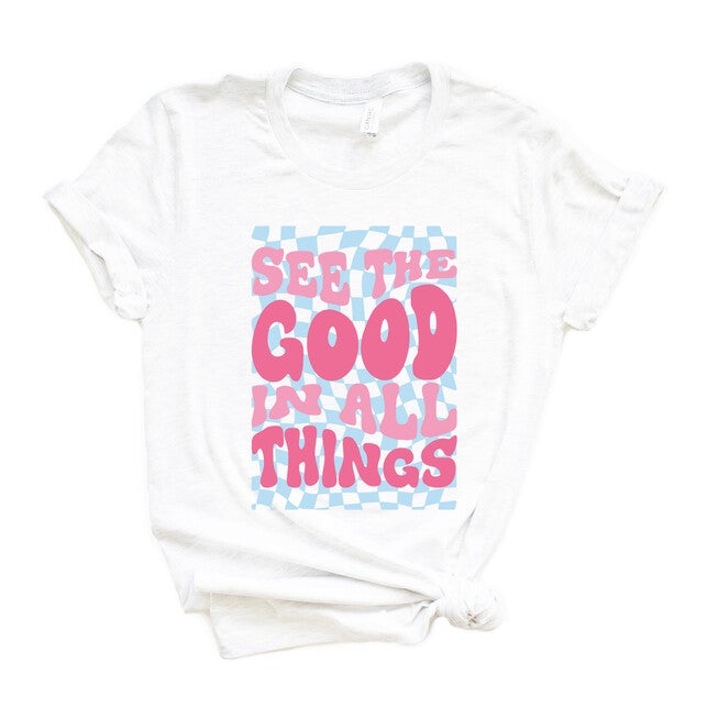 See The Good Checkered Short Sleeve Graphic Tee, Hue / White, hi-res image number null