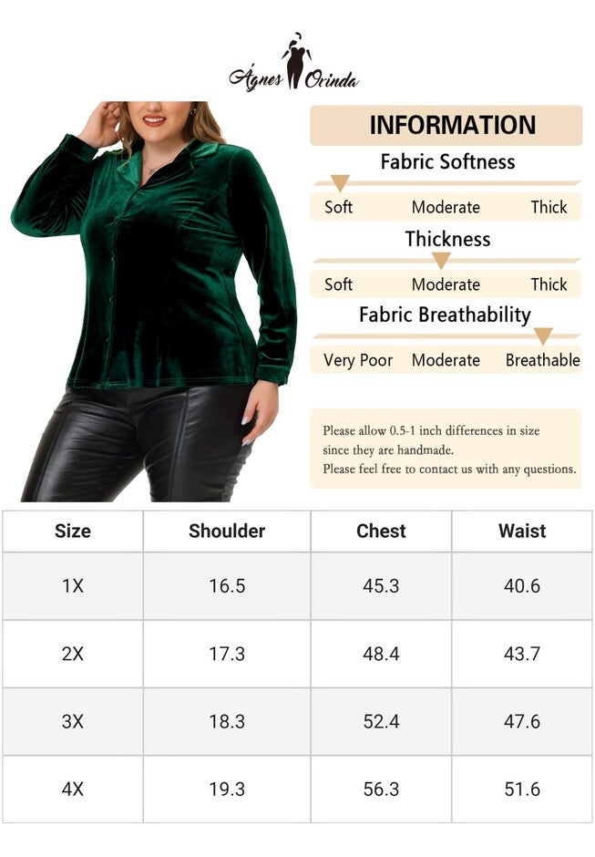 Velvet Lapel Long Sleeve Button Down Shirt, Green / Forest Green, alternate image number 3