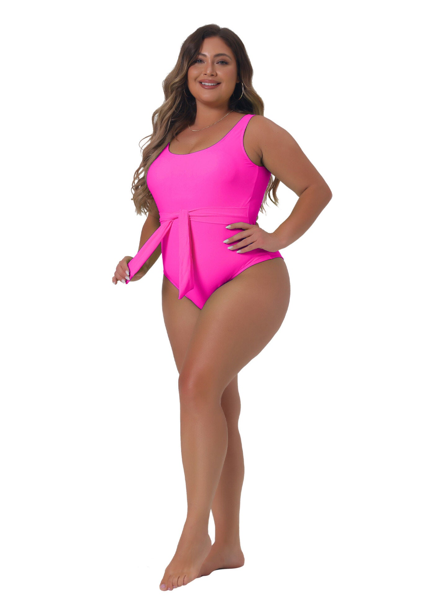 Bikini Swimsuit Flattering High Waisted, Hot Pink / Deep Fuchsia, hi-res image number 0