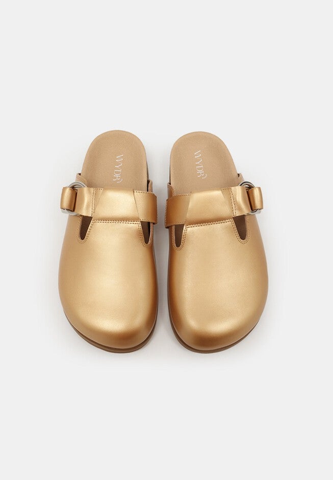 Sedona Closed Toe Mules, Metallic Gold / Gold, alternate image number 2