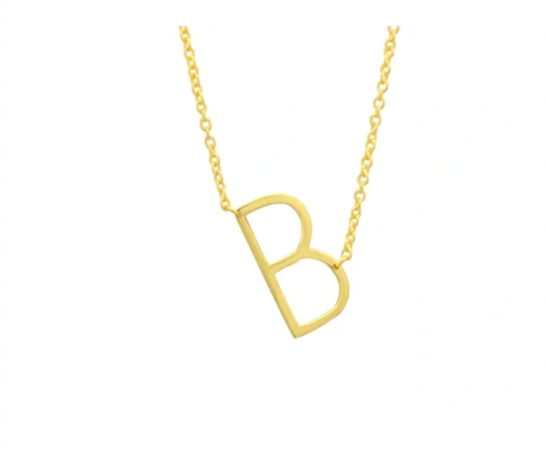 SIDEWAYS INITIAL NECKLACE B IN GOLD, Gold / Gold, hi-res image number 0