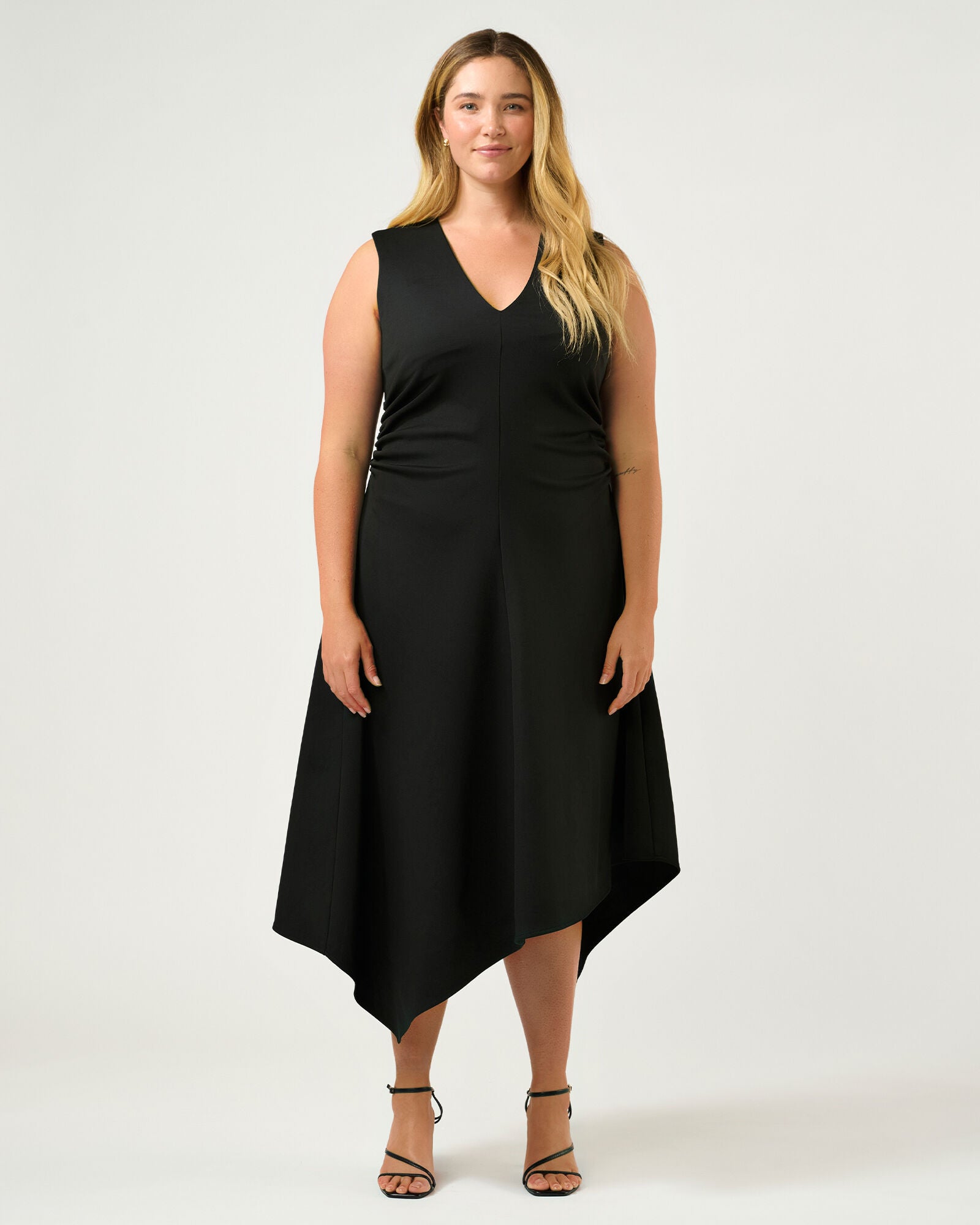Carmen Ruched Scuba Dress, Black / Black, hi-res image number 0