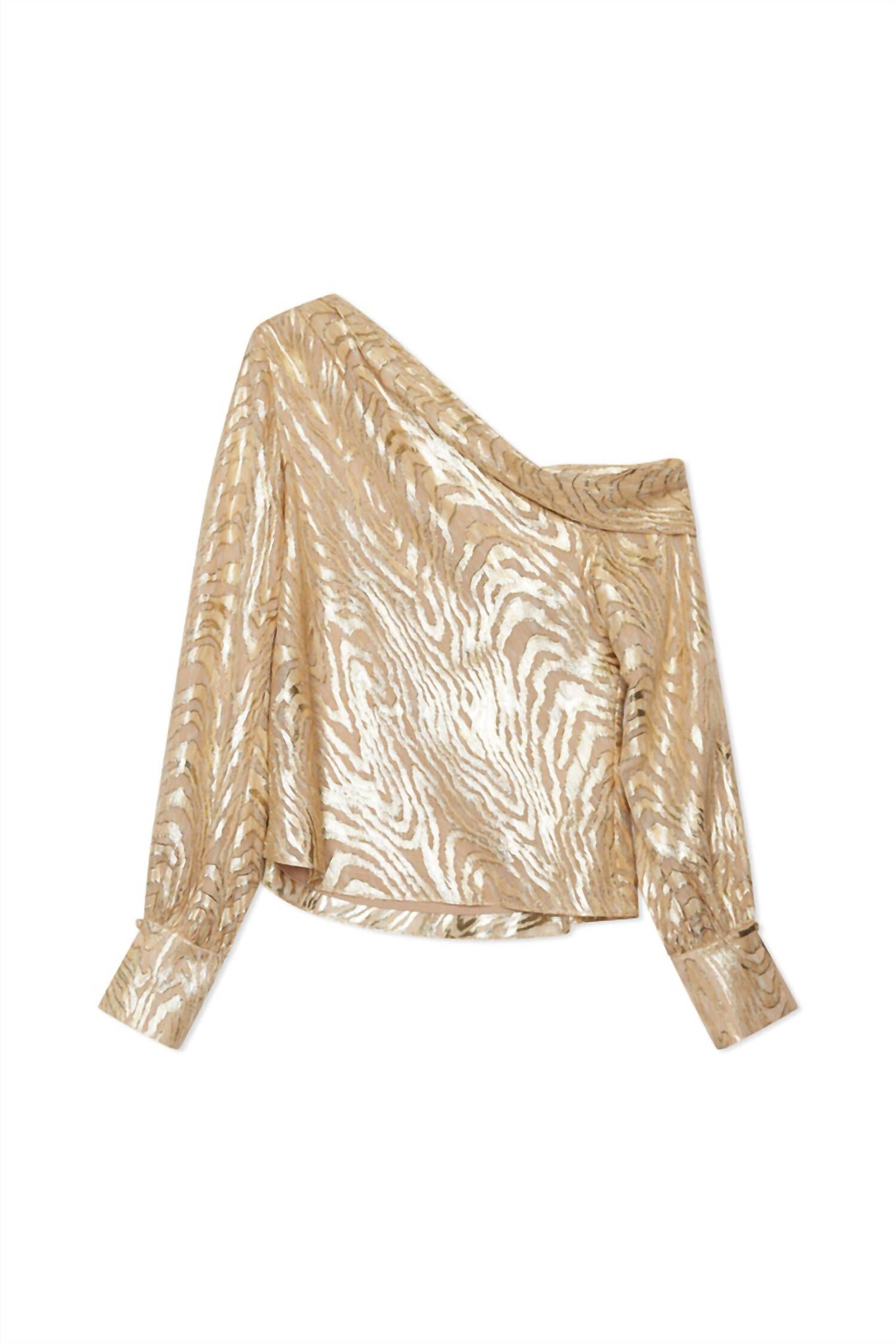 ALICE BLOUSE IN METALLIC APRICOT, Metallic Apricot / Beige, hi-res image number 0