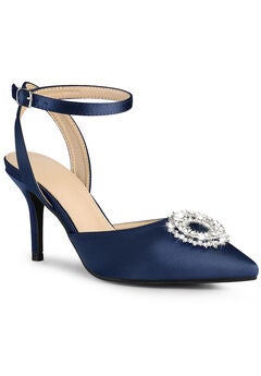 Rhinestones Ankle Strap Stiletto Heel Pumps