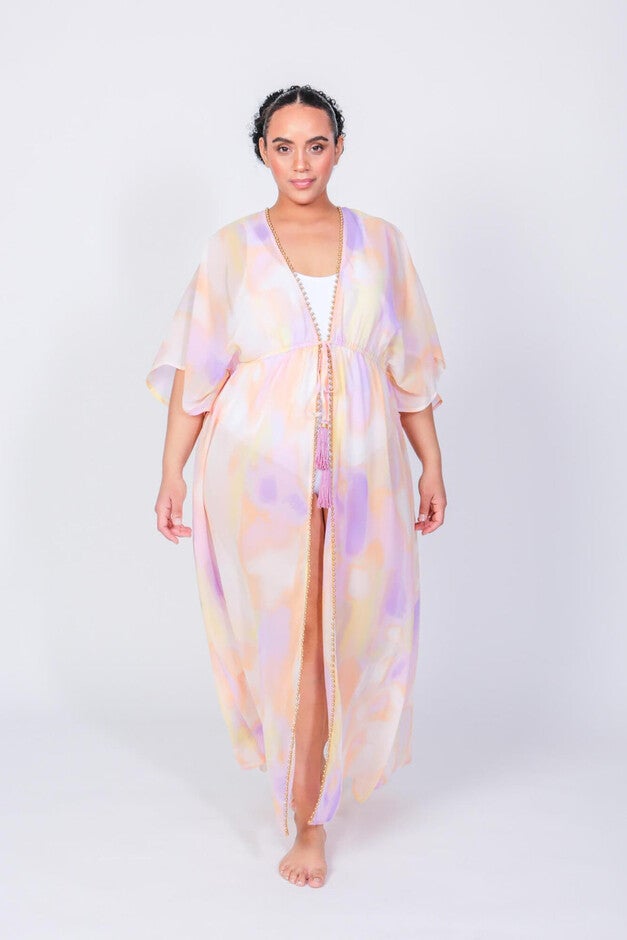 Taffy Maxi Duster, Cotton Candy Print / Orange, hi-res image number 0
