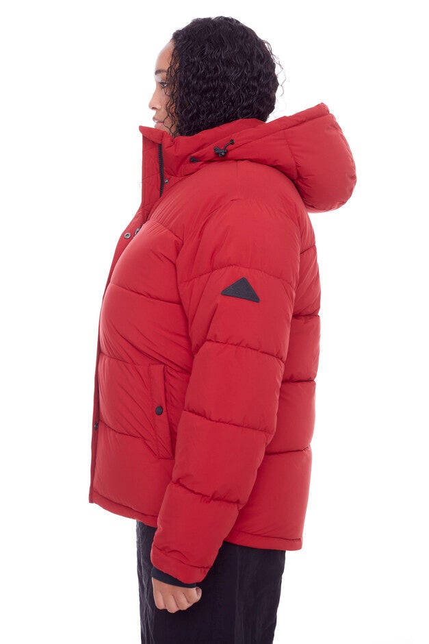 Women's Plus Size - FORILLON | Vegan Down Recycled Short Quilted Puffer Jacket, Deep Red / Red, alternate image number 1