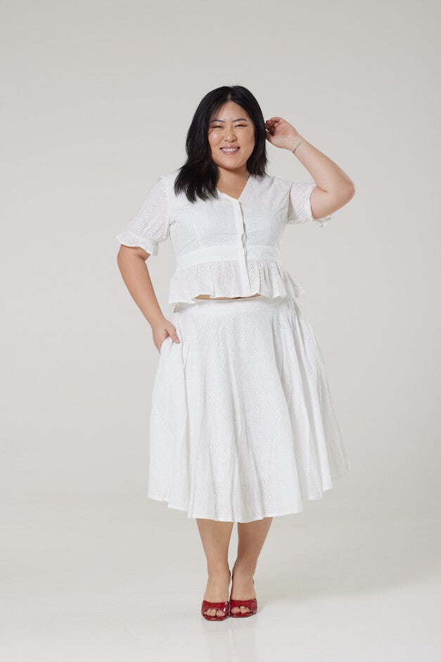 Angelina White Skirt, White / White, hi-res image number 0