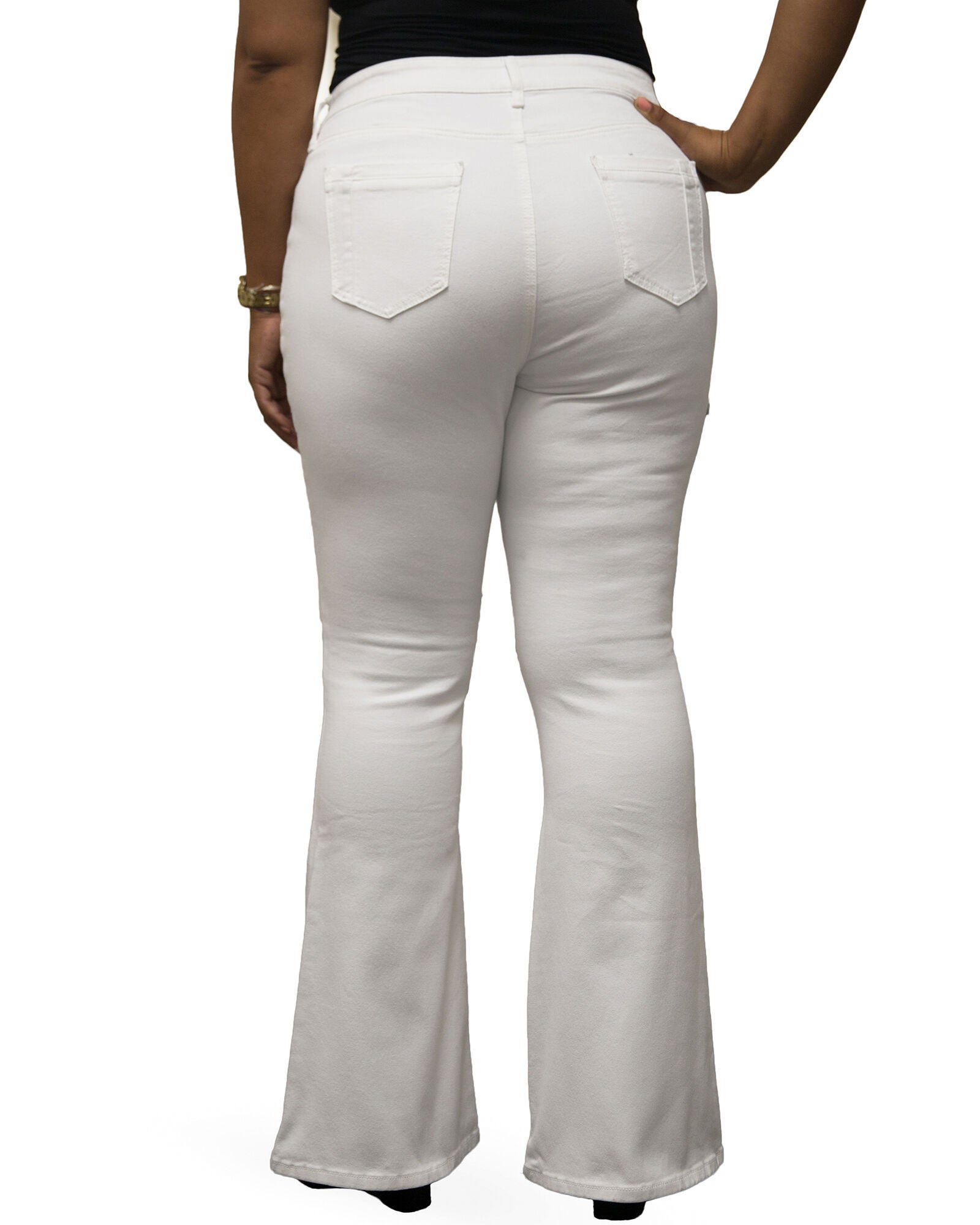 Plus Size Kylie Jeans In Unforgiven Wash W Distressing & 24 inches Flare, White / White, alternate image number 4