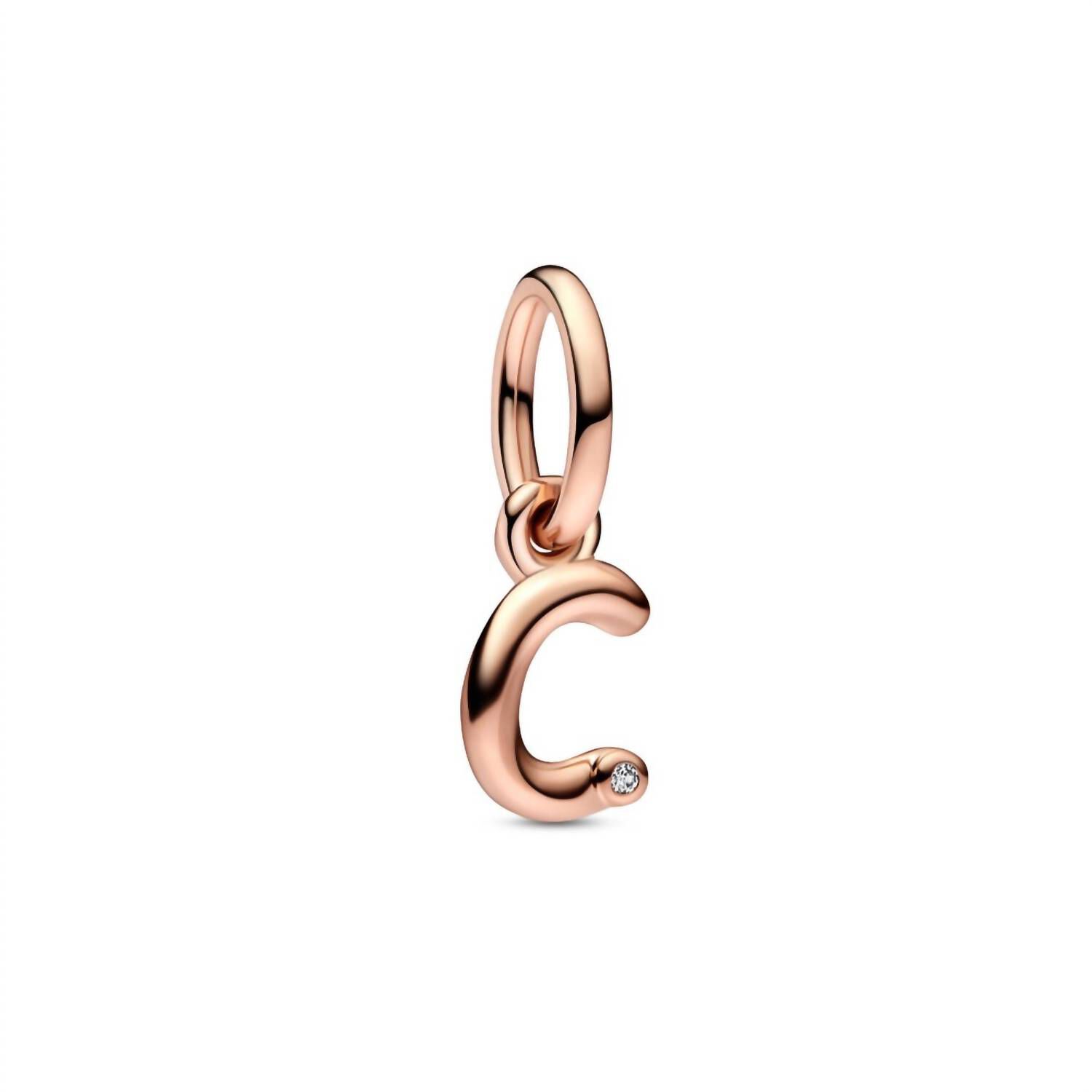 LETTER C SCRIPT ALPHABET DANGLE CHARM IN ROSE GOLD, Rose Gold / Pink, hi-res image number 0