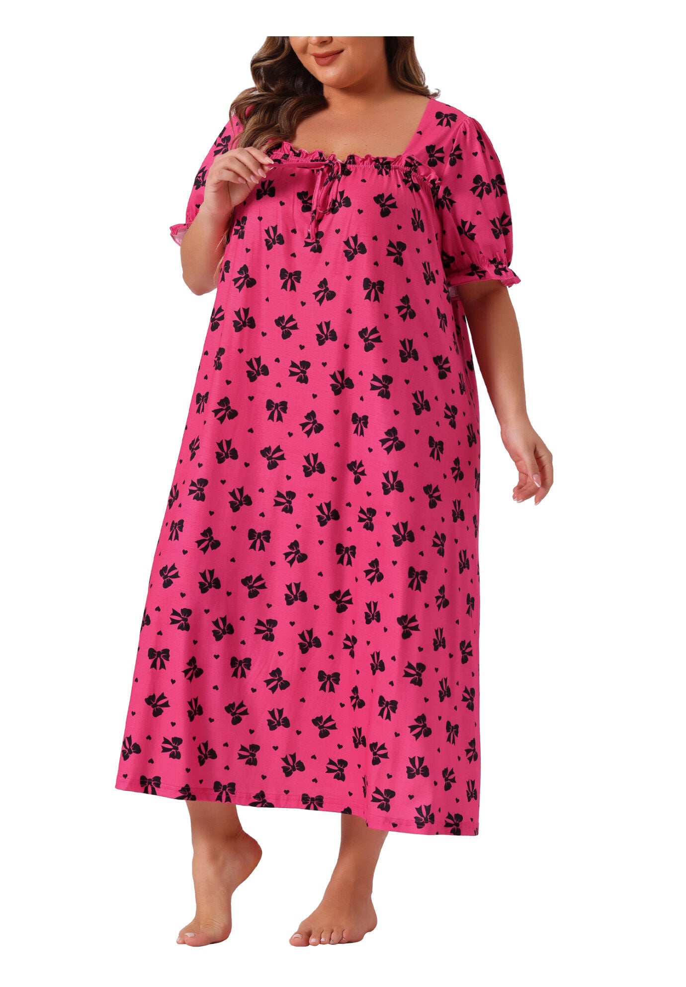 Cherry Ruffle Princess Nightdress, Hot Pink / Deep Fuchsia, alternate image number 1