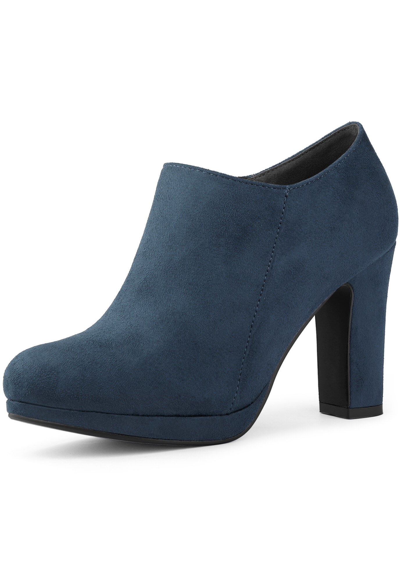 PLATFORM ROUND TOE ANKLE BOOTIES, Navy Blue / Navy, hi-res image number 0
