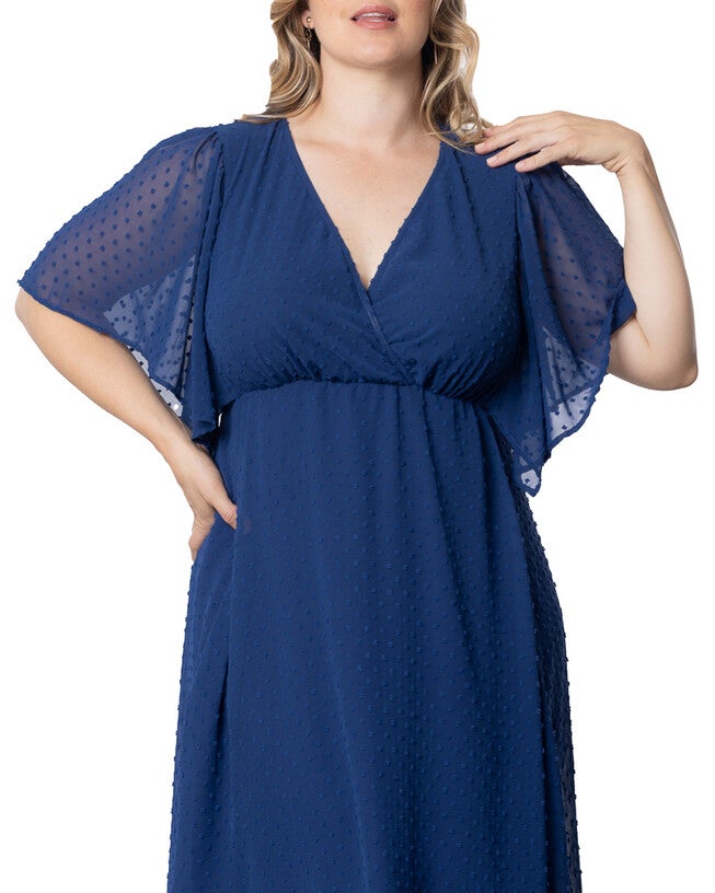 Florence Flutter Sleeve Dress, DENIM BLUE DOT / Cornflower Blue, alternate image number 3