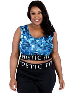 Plus Size Ryan Geometric Print Mesh V-Back Sports Bra