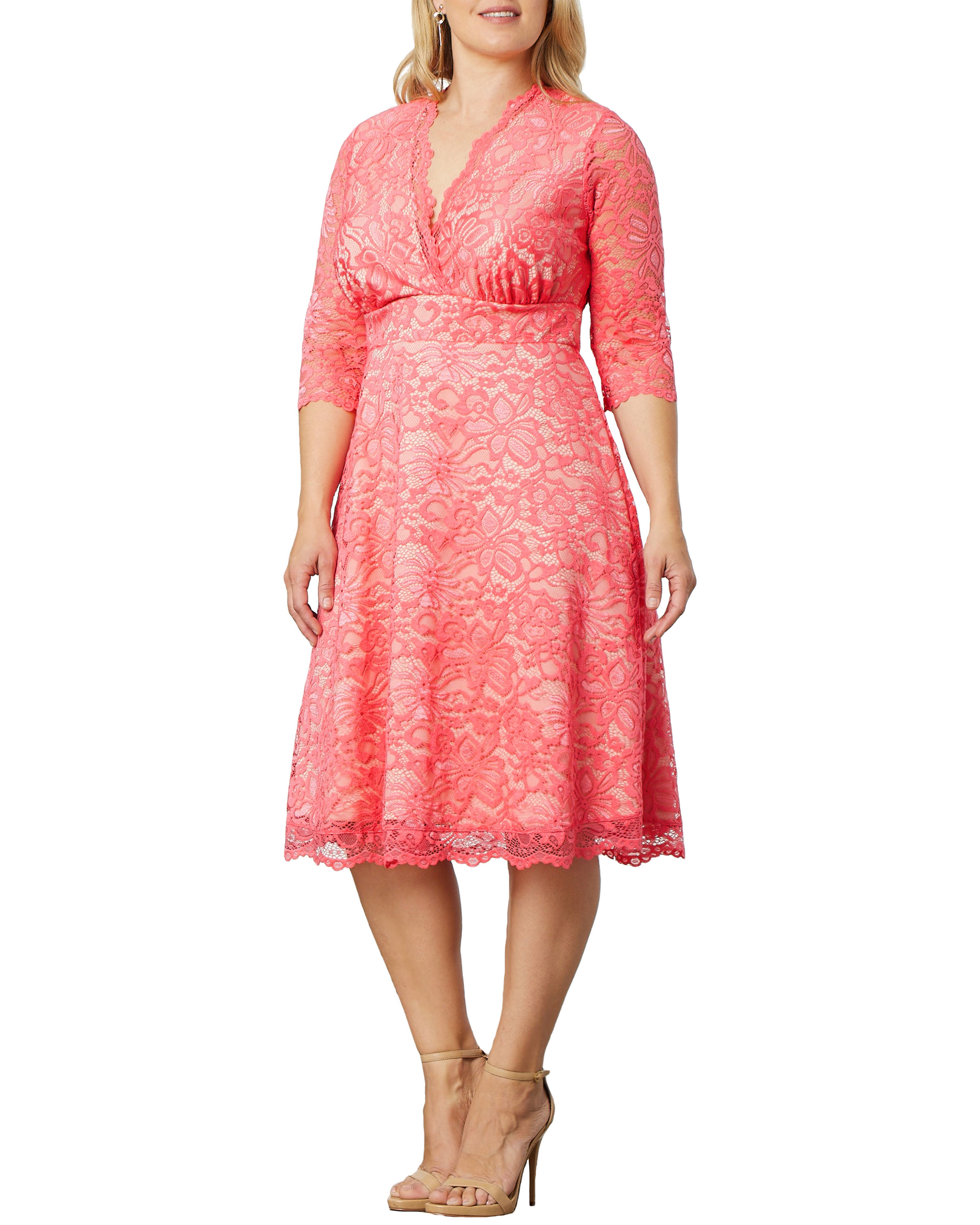 Mademoiselle Lace Cocktail Dress, CORAL / Coral, hi-res image number 0