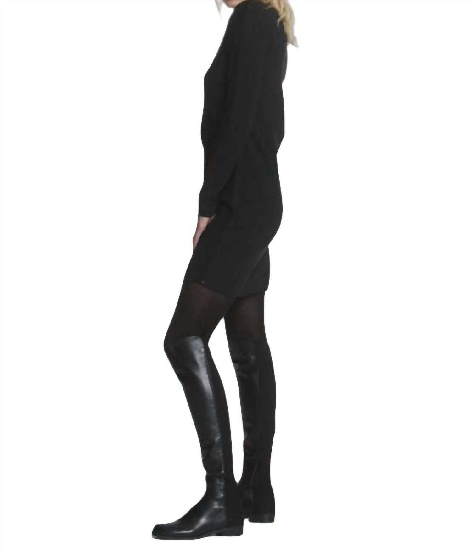MORGAN KNIT DRESS IN BLACK/CHARCOAL, , alternate image number 5