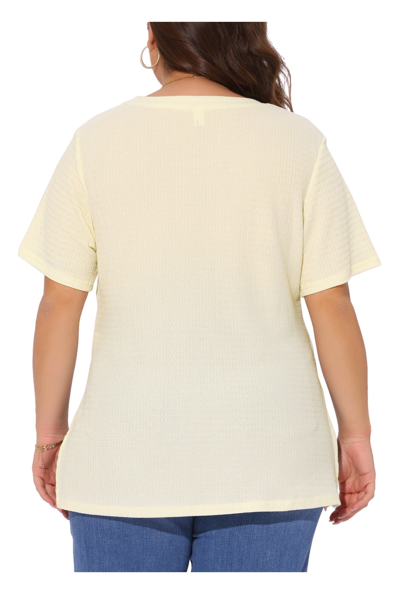 Short Sleeve Side Split T-Shirt Tee, Beige / Beige, alternate image number 3