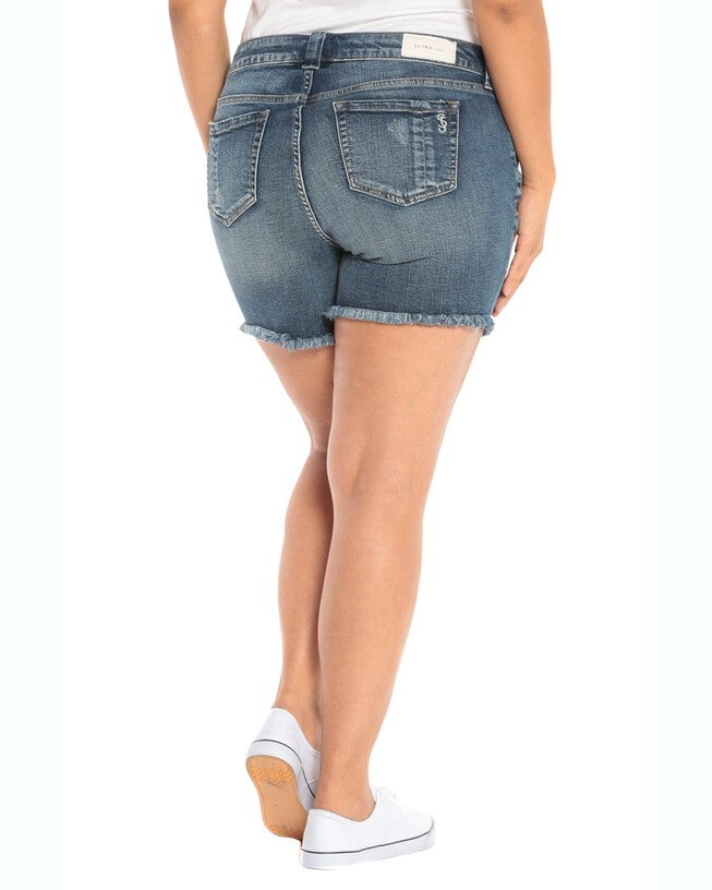 Frayed Hem Denim Shorts - Lara, LARA / Medium Wash, alternate image number 3