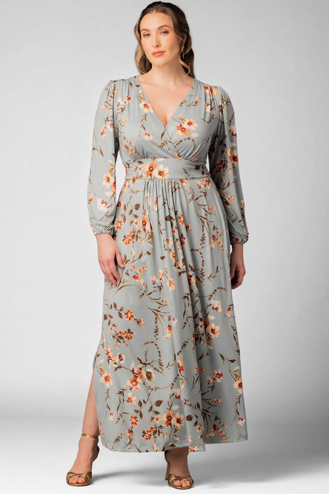Kelsey Long Sleeve Maxi Dress, Spring Meadow / Sage Green, hi-res image number 0