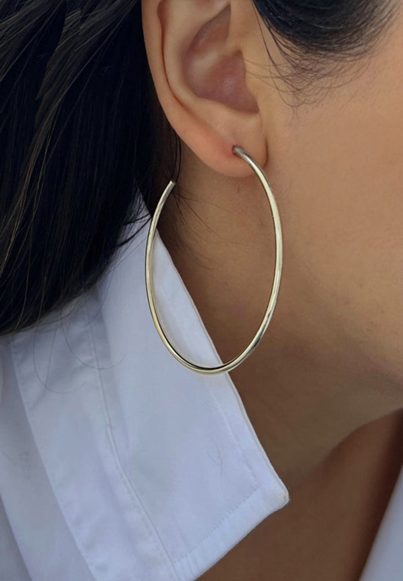 PERFECT Hoop Earrings, Silver / Silver, alternate image number 5