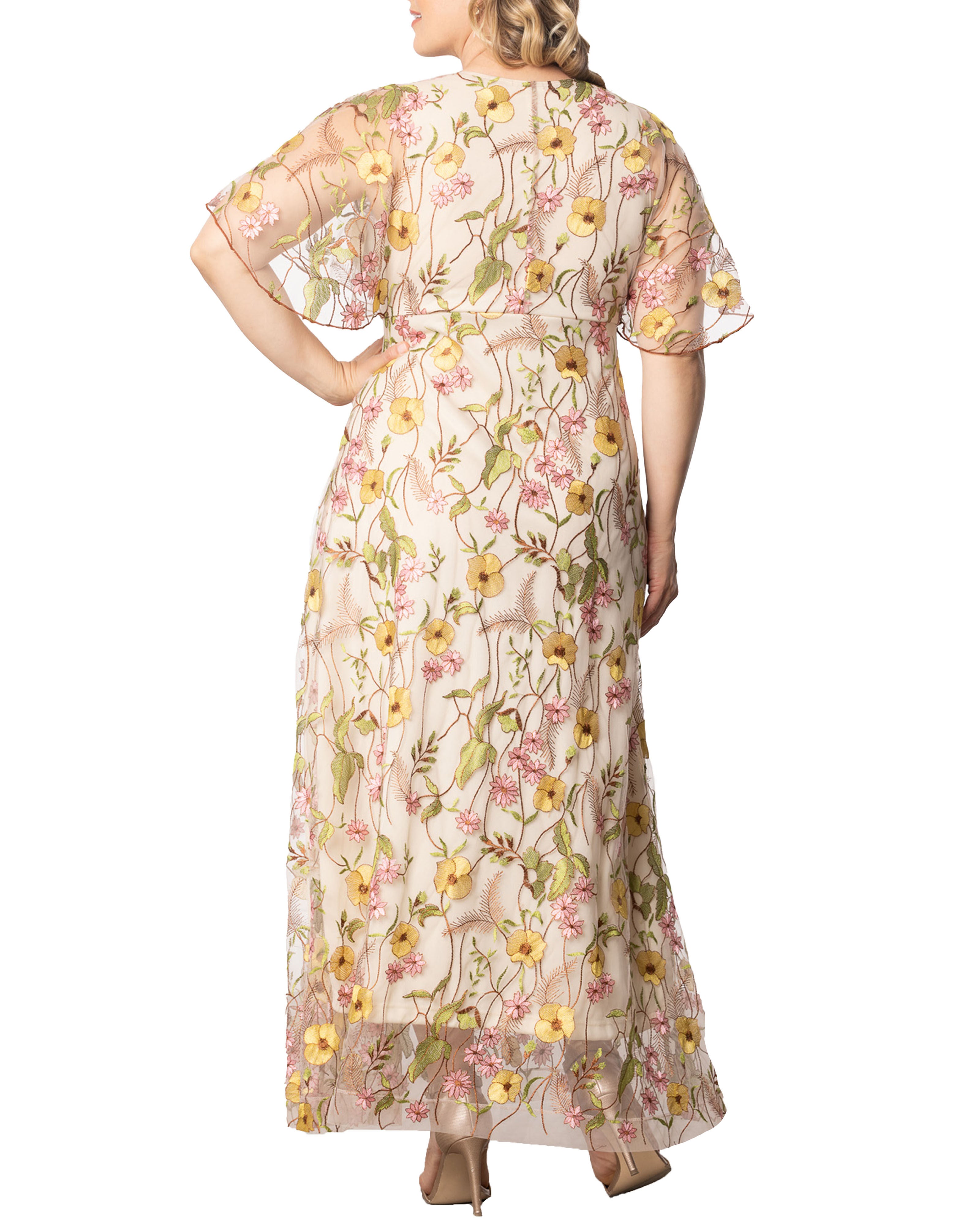 Embroidered Elegance Evening Gown, SUNKISSED GARDEN / Beige, alternate image number 1