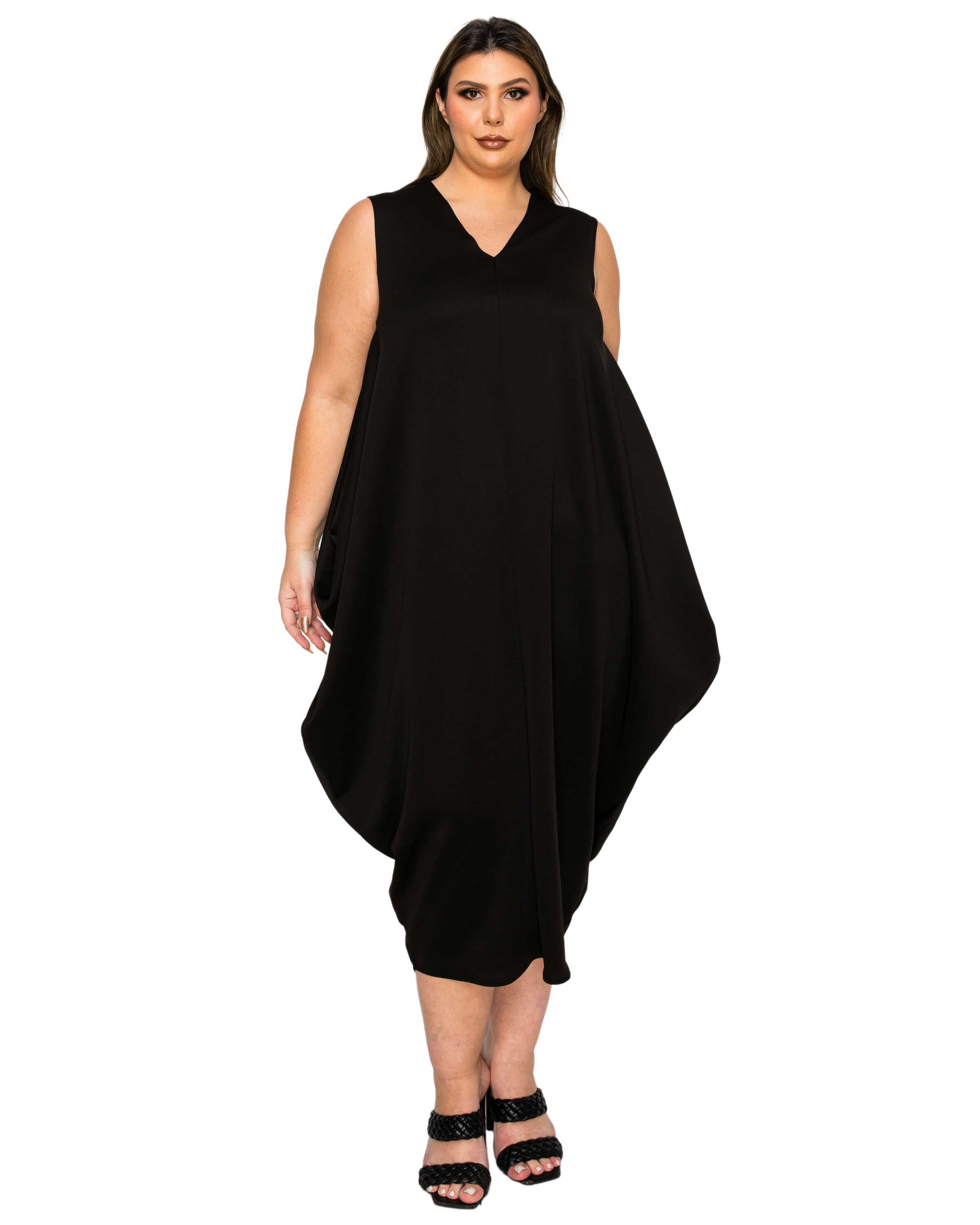 Clover Sleeveless Bubble Hem Dress, Black / Black, hi-res image number 0