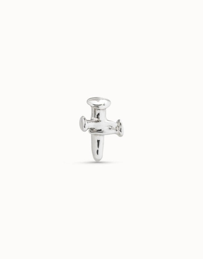 CROSS PIERCING STUD EARRINGS IN SILVER PLATED, Silver Plated / Silver, hi-res image number 0