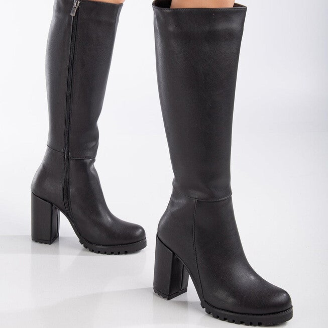 ALIZE - BLACK WIDE CALF PLATFORM BOOTS, BLACK / Black, alternate image number 2