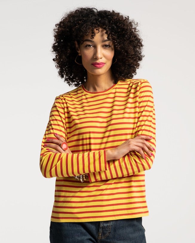 Long Sleeve Striped Tee Shirt Stripe, Yellow ThickRed Thin / Yellow, hi-res image number null