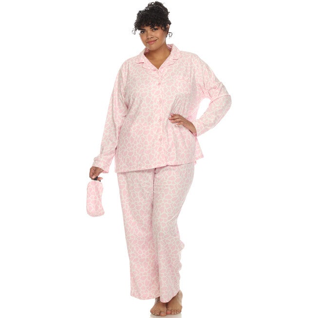 3 Piece Giraffe Print Pajama Set, Pink Giraffe / Pink, alternate image number 3