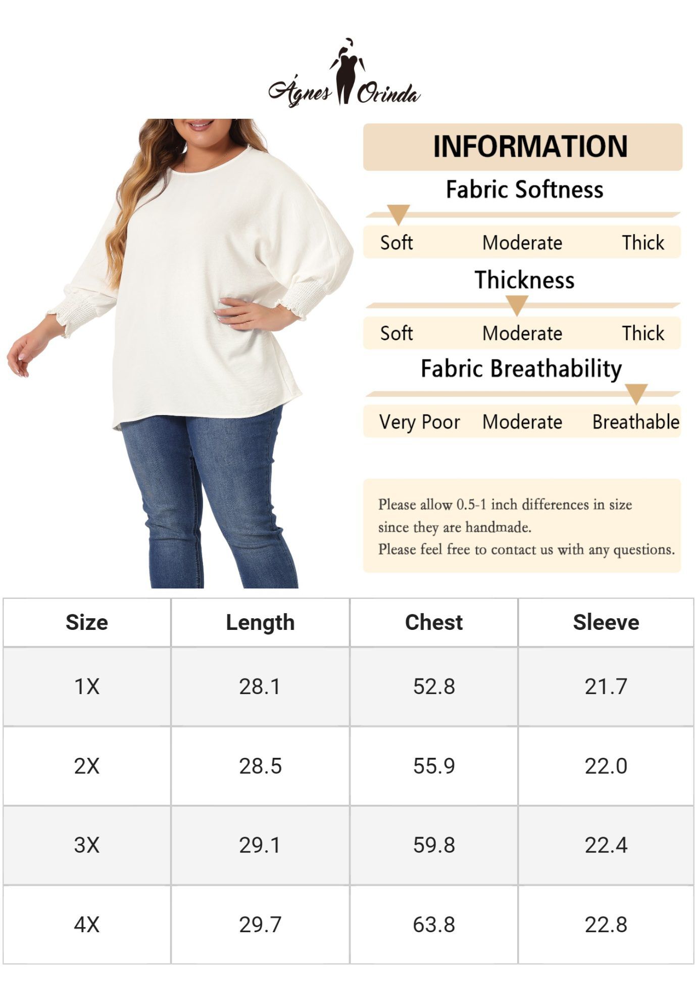 Chiffon Top Batwing Ruffle Long Sleeve Loose T-Shirt Blouse, White / White, alternate image number 4