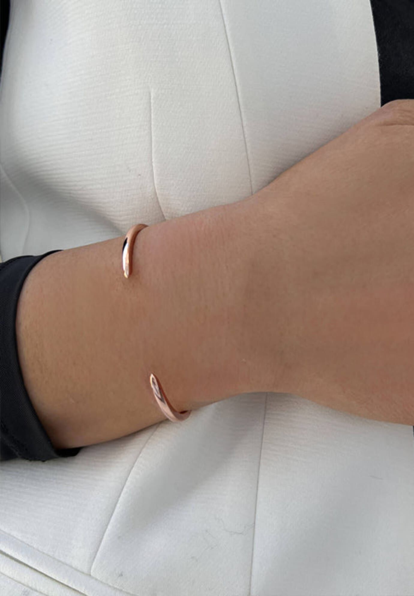 SUCCESS 2-Way Convertible Stacking Cuff Bracelet, Rose Gold / Pink, alternate image number 3