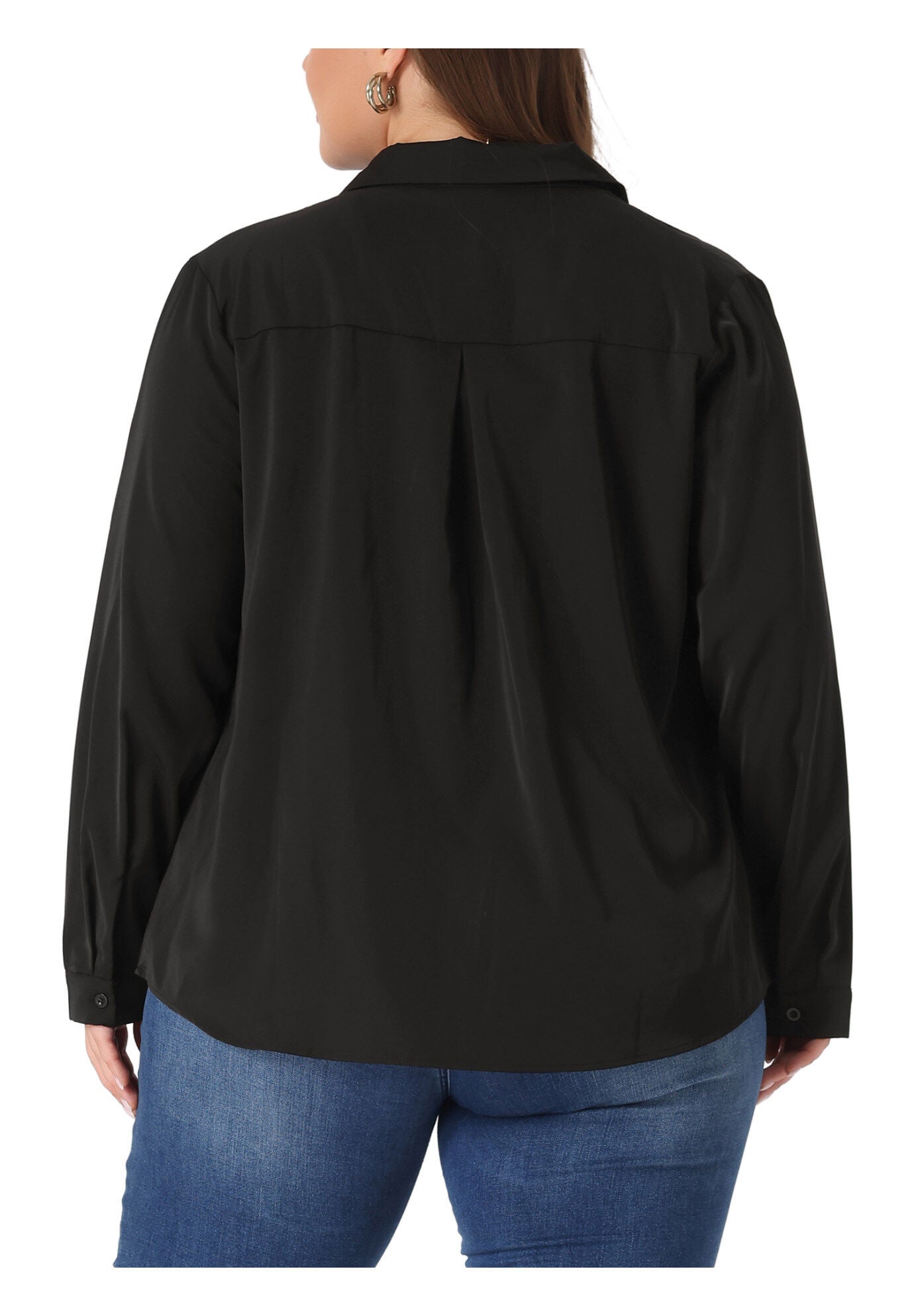 Button Down Long Sleeve Classic Shirt, Black / Black, alternate image number 3