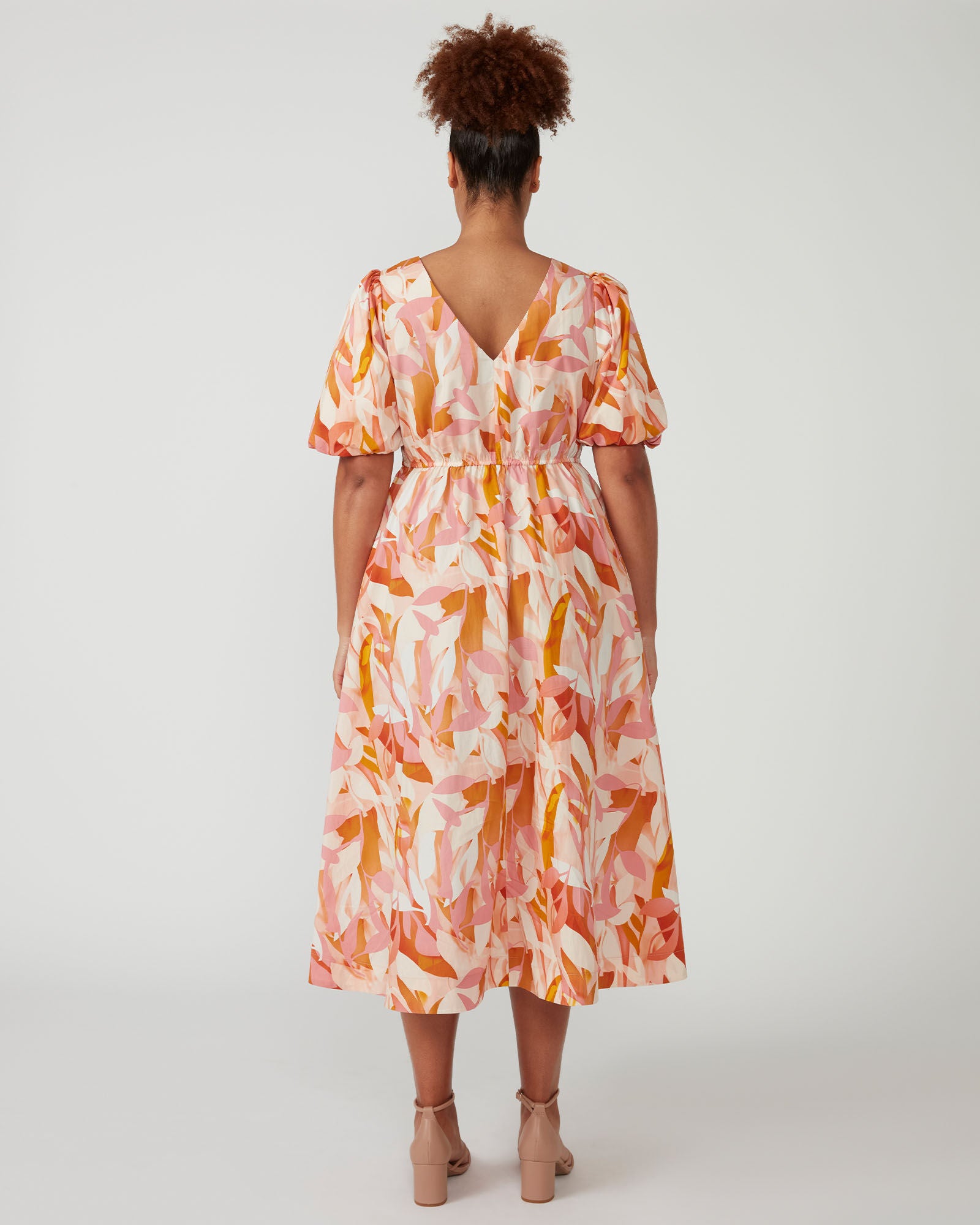 Aura Cascade Dress, Print / Orange, alternate image number 4