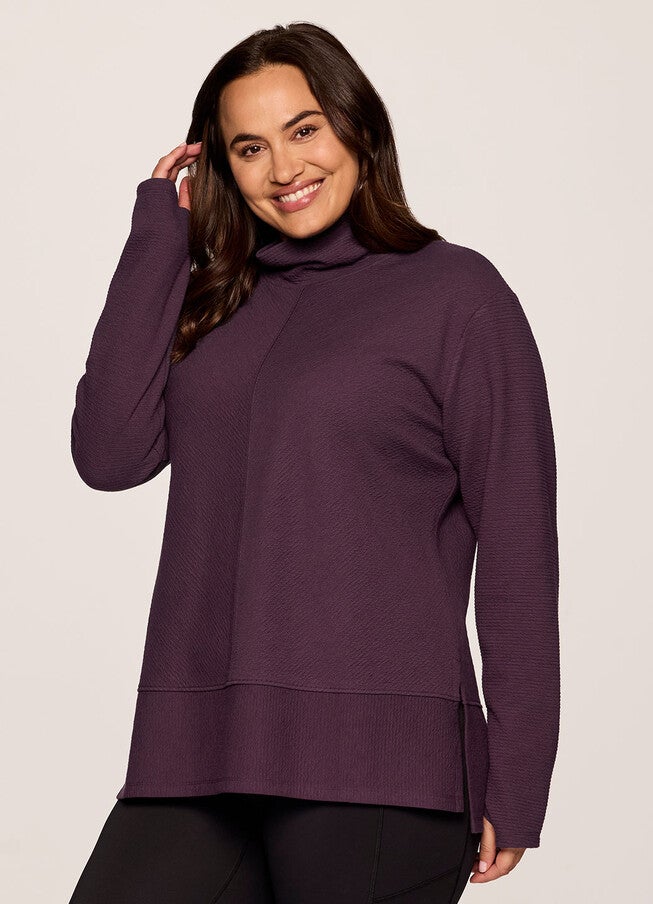 Studio Jacquard Mock Neck Pullover, Plum / Burgundy, alternate image number null