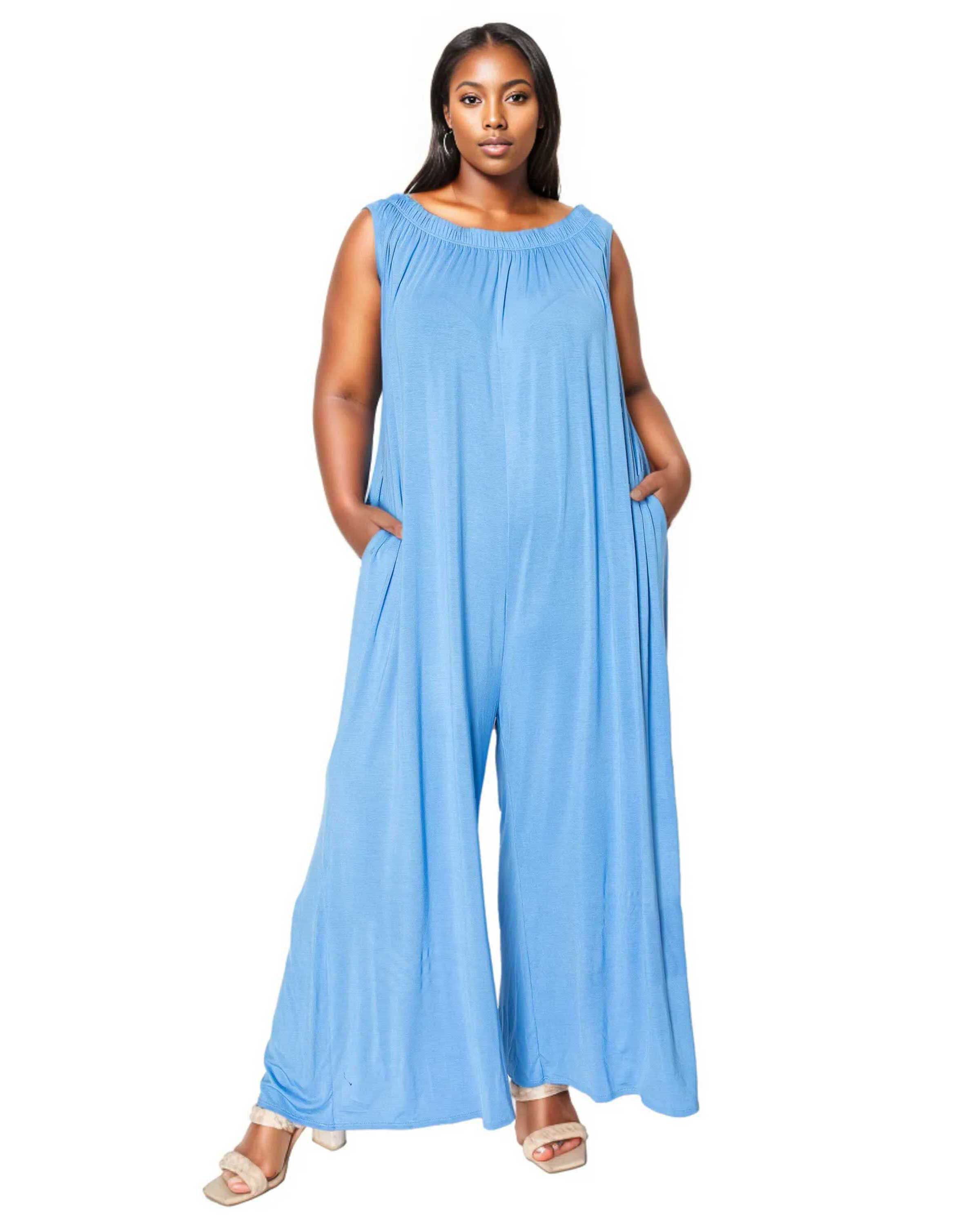 Olson Wide Leg Pocket Jumpsuit, Blue Perry / Azure Blue, hi-res image number 0