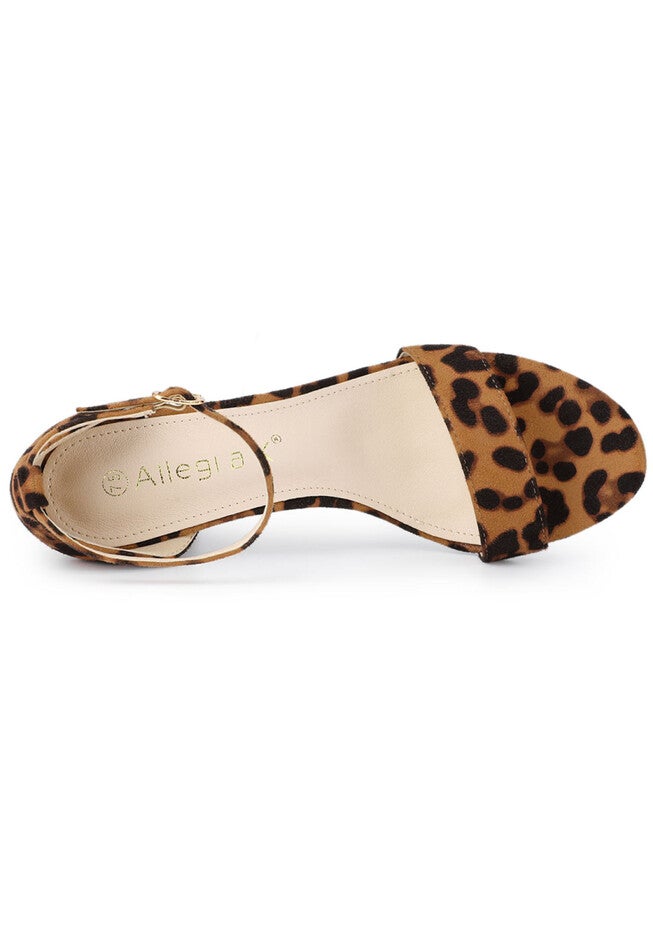Open Toe Ankle Strap Chunky High Heel Sandals, Brown Leopard / Brown, alternate image number 1
