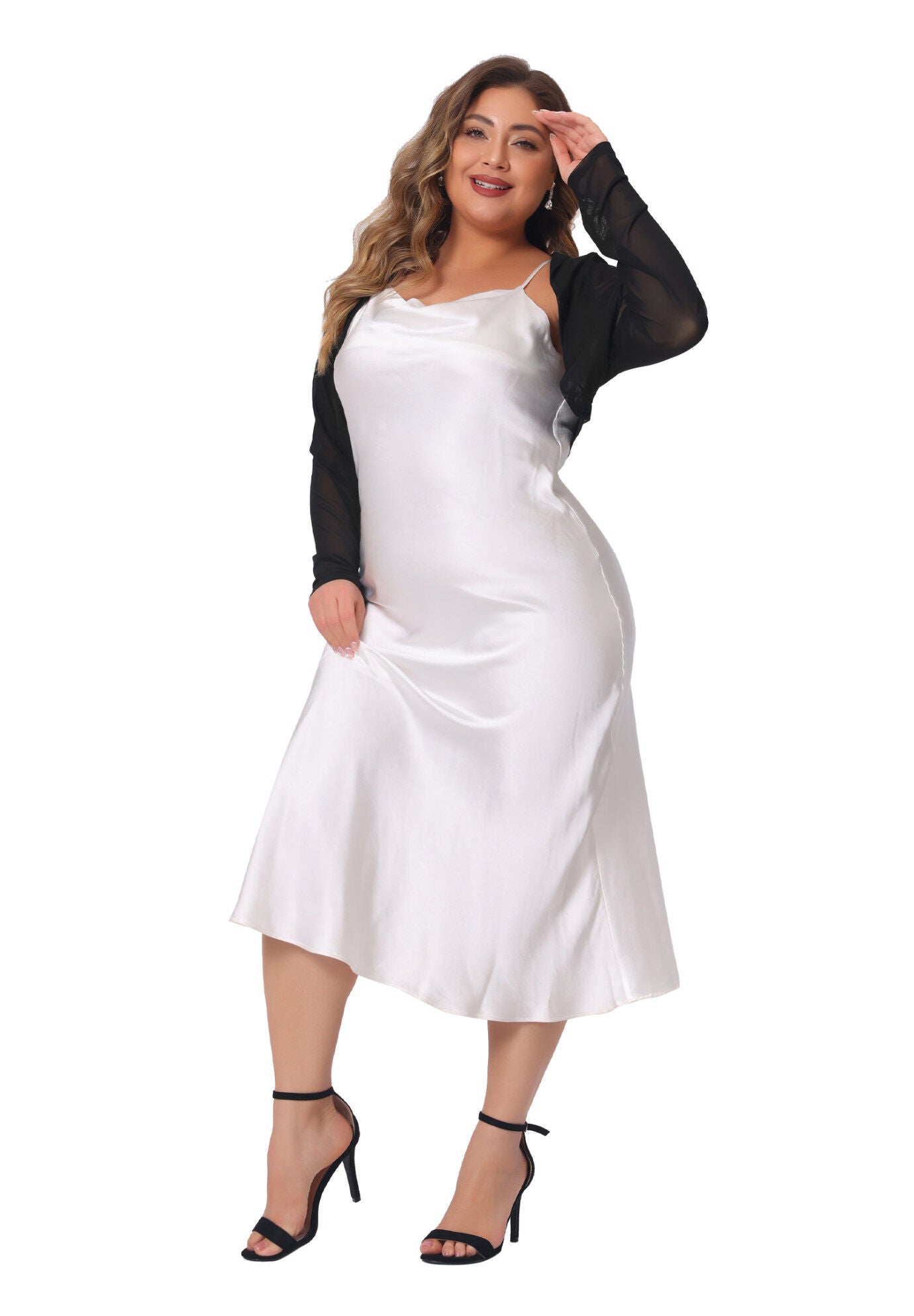 LONG SLEEVE SHEER BOLERO SHRUG MESH CROP CARDIGAN, , hi-res image number 0