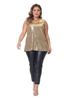 Sleeveless Glitter Sequin Vest Tank Top