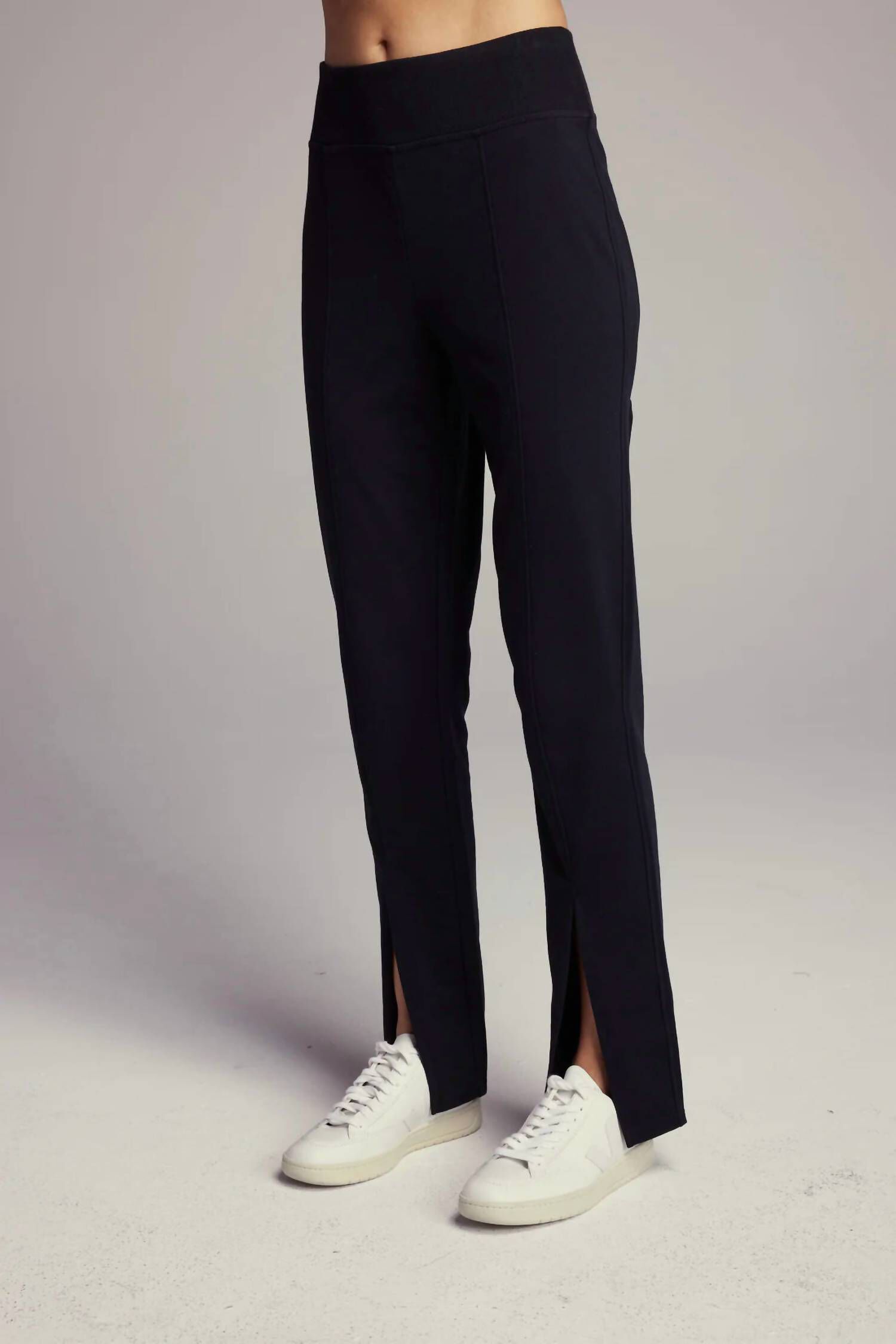 CULLEN SPLIT FRONT PANT IN BLACK, Black / Black, alternate image number 1