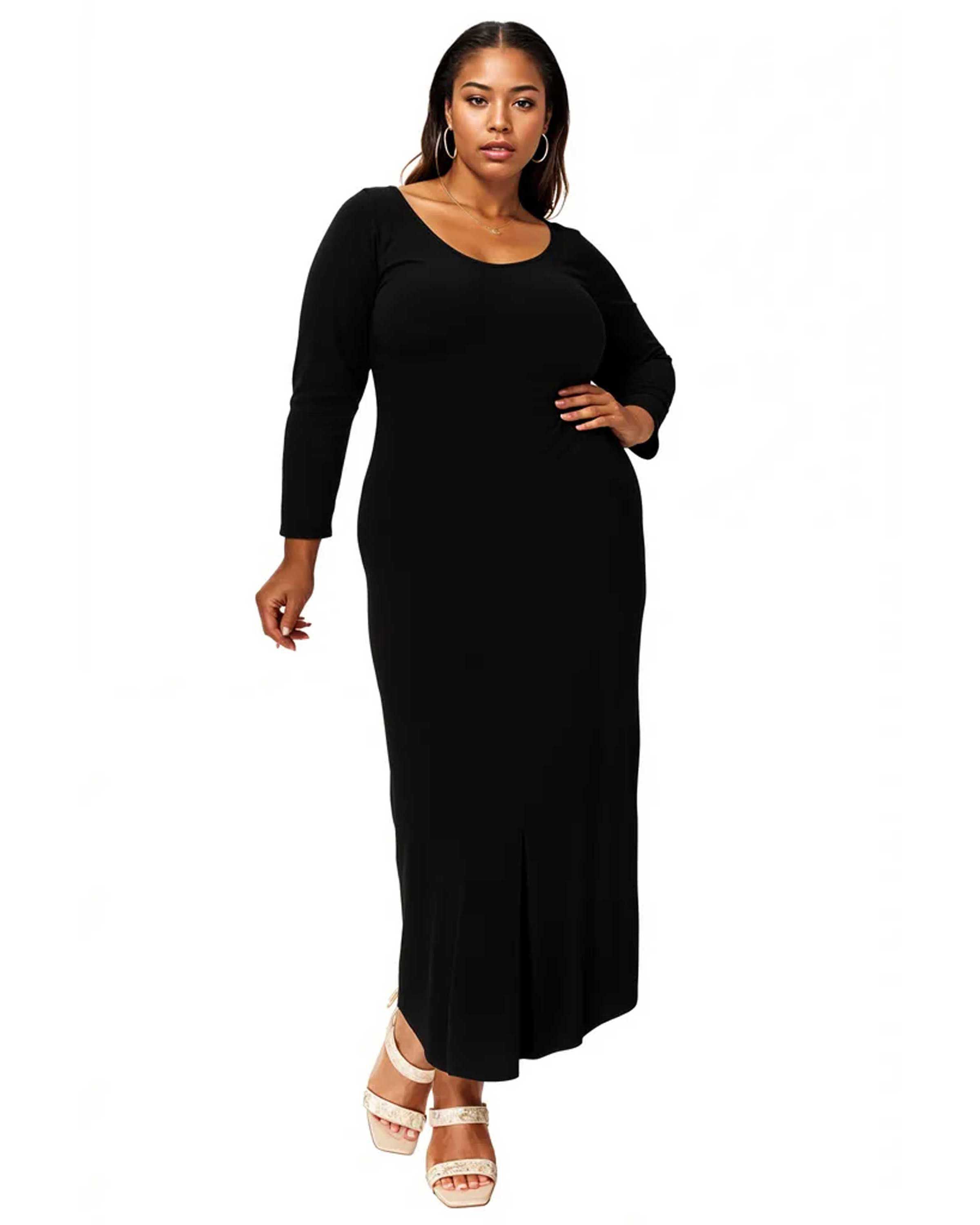 ASHE SCOOP NECK MAXI, Black / Black, hi-res image number 0