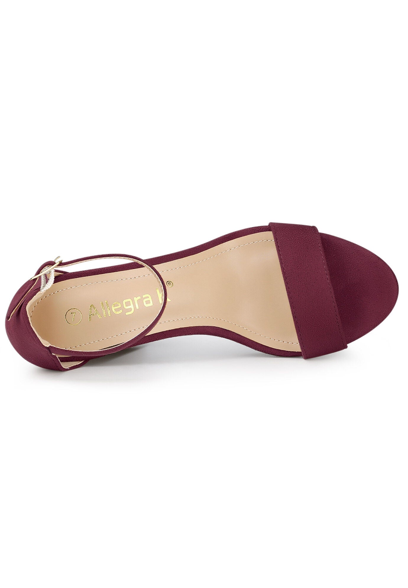 Platform Ankle Strap Chunky High Heel Sandals, Burgundy / Burgundy, alternate image number 3