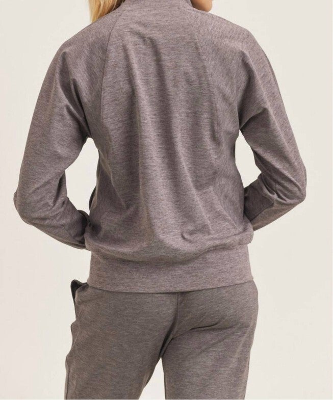RAGLAN DOLMAN SLEEVES SIDE PANELED JACKET IN PEPPERCORN, Peppercorn / Brown, alternate image number null