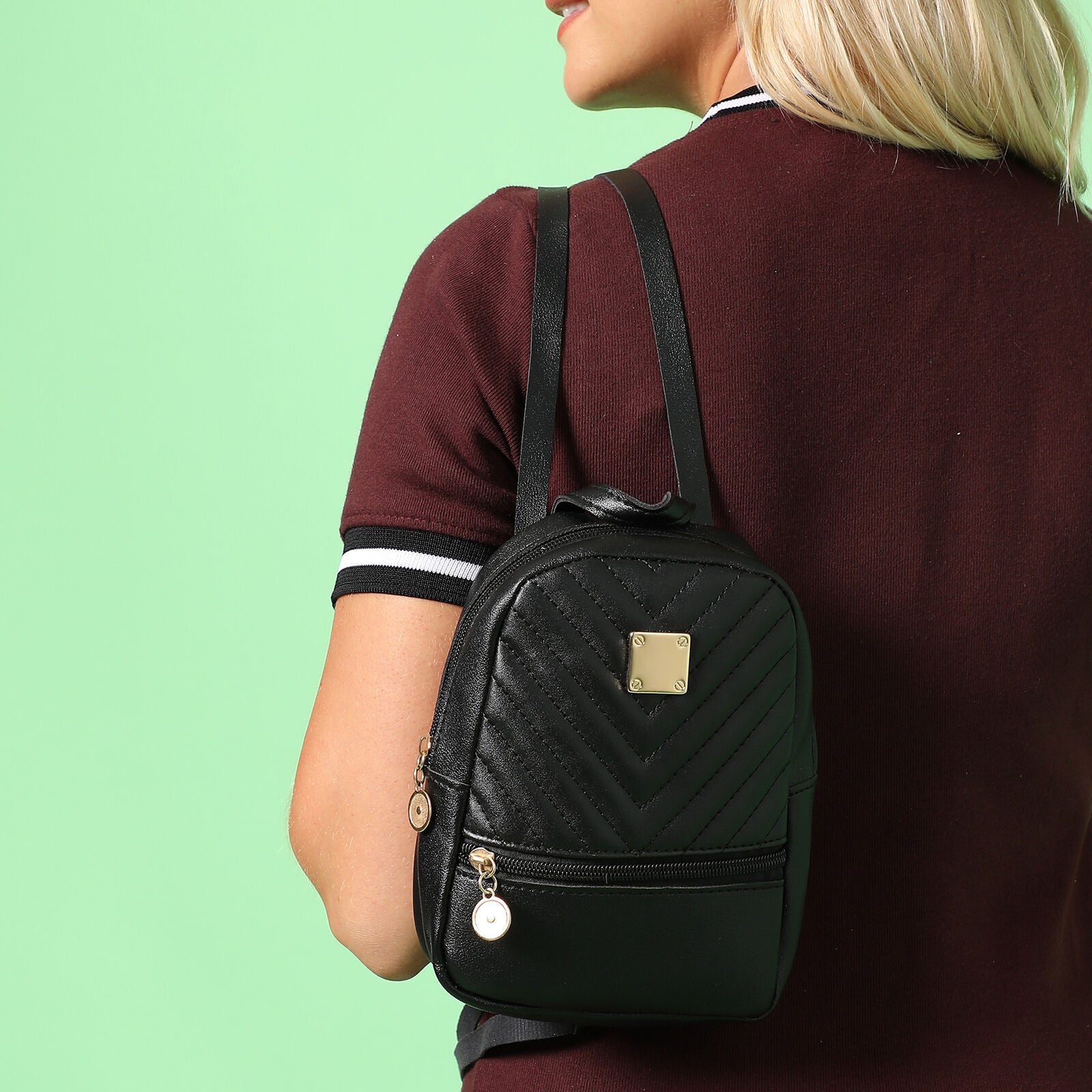 Haute Sauce Women's Chevron-Quilted Backpack, Black / Black, alternate image number 2