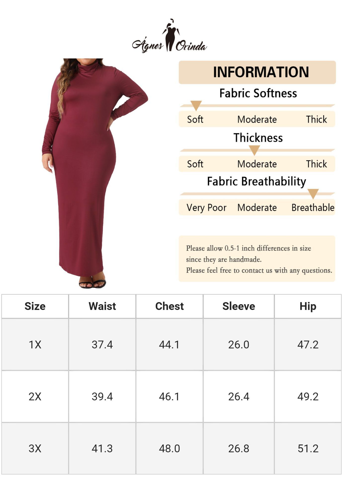 Turtleneck Long Sleeve Bodycon Long Maxi Pencil Dress, Burgundy / Burgundy, alternate image number 4