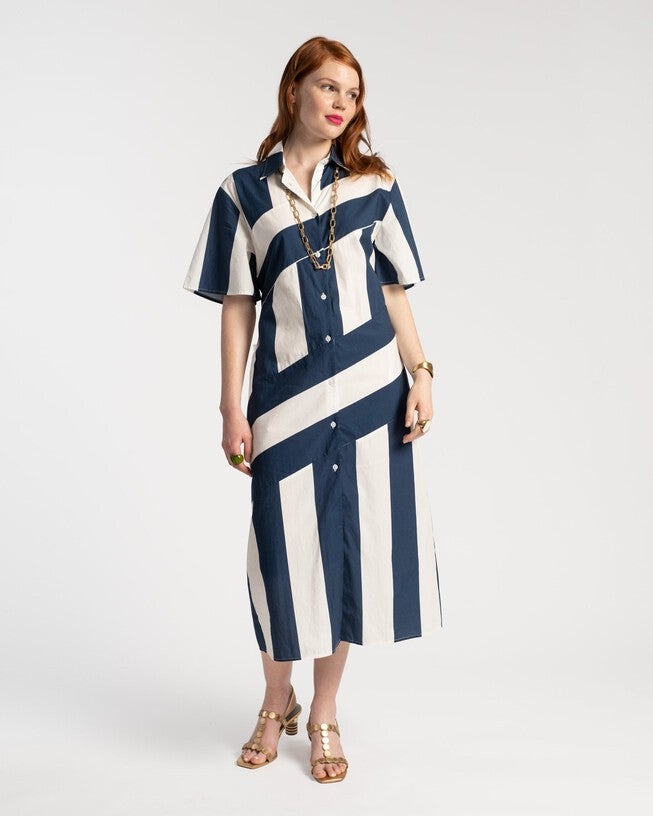 Amanda Midi Dress, NavyWhite / Navy, alternate image number 1